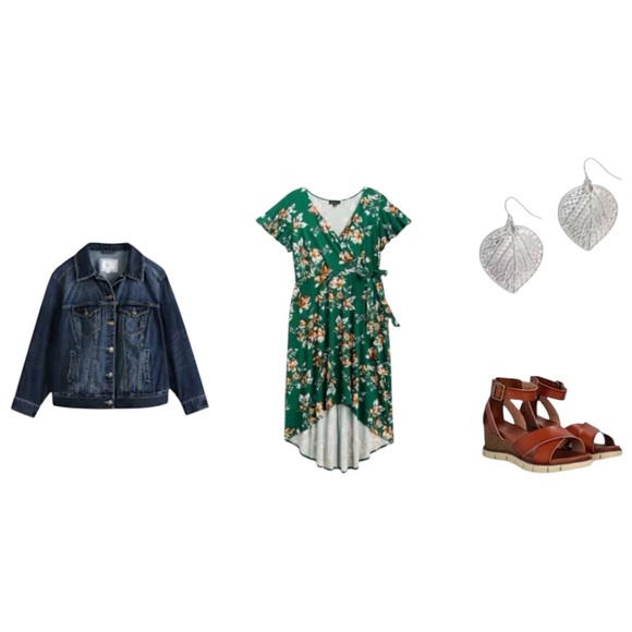 NEW Fortune + Ivy IRENE Green Faux Wrap High Low Midi Dress Sz 2X Stitch Fix - Picture 6 of 9